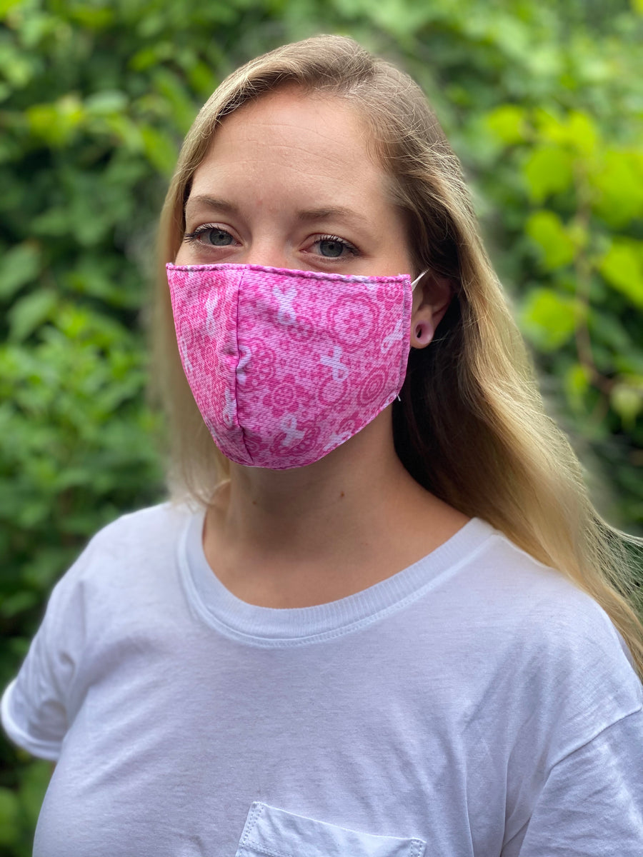 Triple Layer Dark Pink Breast Cancer Awareness Mask